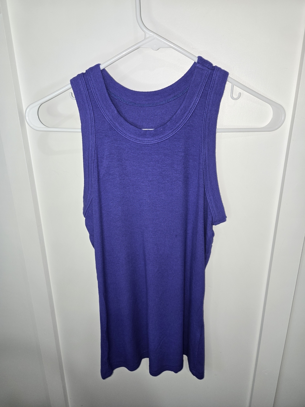 Women’s Purple Ribbed Tank Top - Sleeveless Stretch Knit